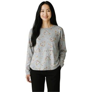 Victoria’s Secret PINK Women’s M Gray Long Sleeve Rainbow Candy Cane Heart Top